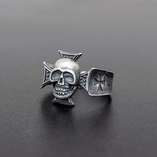 925 sterling silver ring for men ring men jewelry mens gift for men death ring maltese ring iron cross ring skull ring gothic ring punk ring