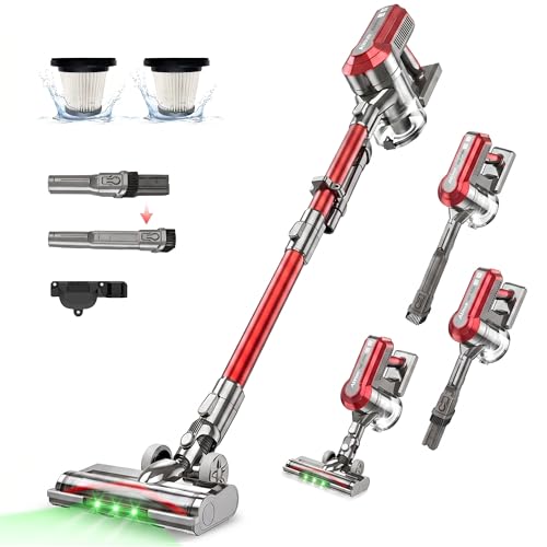 Akitas V10A Akku Staubsauger Kabellose mit 450W BLDC-Motor, 45kPa Saugleistung, 60 Min Laufzeit, LED-Bürste mit grünem Licht, Anti-Verhedderung, ideal für Teppiche, Hartböden & Tierhaare 1