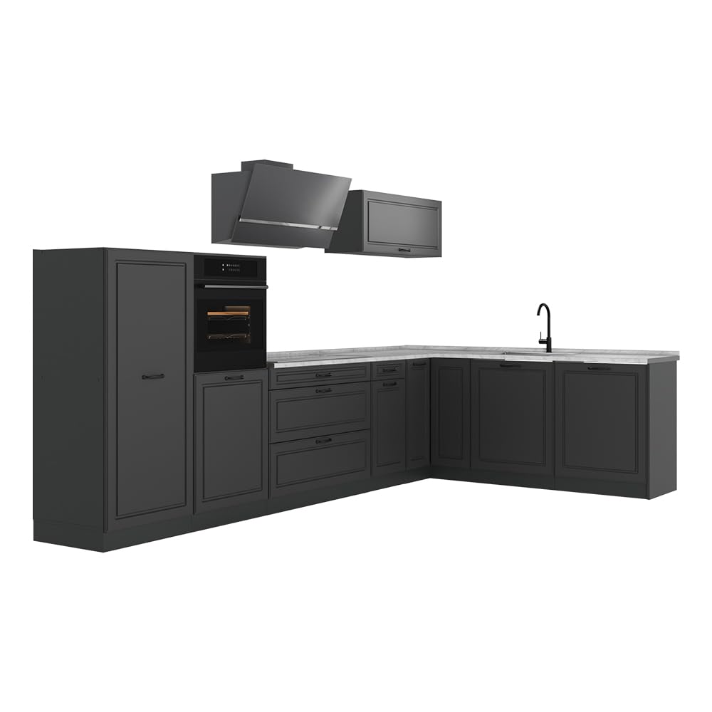 Vicco Kogoszczona kuchnia "R-Line", Antracyt wiejski/Antracyt 347 x cm