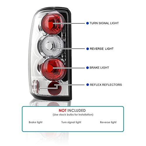 Spec-D Tuning Chrome Housing Clear Lens Tail Lights Compatible With 2000-2006 Chevy/Gmc Suburban, Chevy Tahoe, Gmc Yukon/Denali/Xl, Left + Right Pair Assembly #TOP2