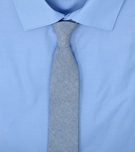 Image of Men's Chambray Cotton Skinny Necktie Tie Textured Distressed Style - 2.5 inch Width