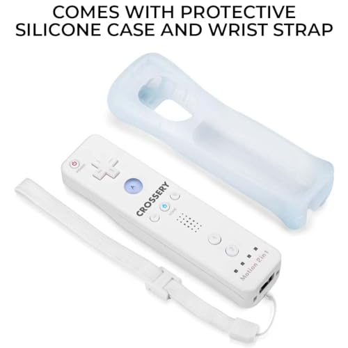 Image of Crossery Wii Remote and Nunchuck Controller Bundle with Charging Dock - 2 Pack Motion Plus Remotes, 2 Nunchucks, 1 Charging Station, Compatible with Nintendo Wii & Wii U - White