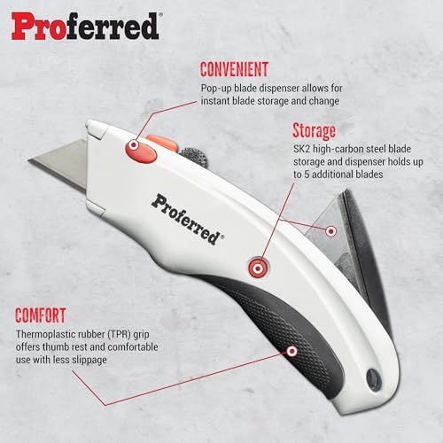 Proferred T54001 Retractable Utility Knife, 6"
