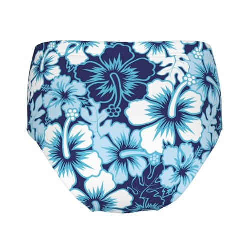 Blue Hibiscus Floral Girls' Underwear Soft Cotton Little Girls Panties Comfort Briefs2
