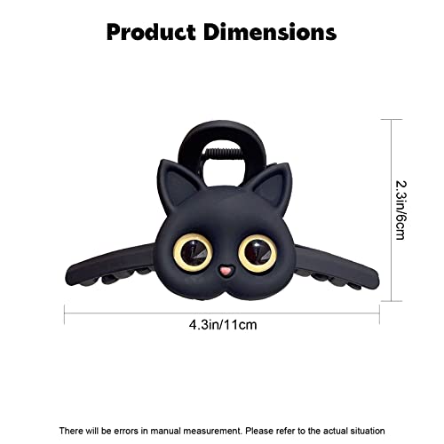 Cat Claw Clip For Women And Girls - Large Hair Claw Clips With Cute Cat Pattern - Hair Accessories For Thick, Thin Hair- Strong Hold, Matte Plastic & Metal Spring - 4.3X2.3In - Black -Jaw Clips(Black) #TOP1