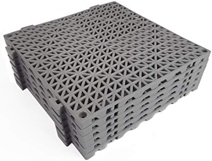 VinTile Modular Interlocking Cushion Floor Tiles Mat Non-Slip with Drainage Holes for Pool Shower Locker-Room Sauna Bath Deck Patio Garage Wet Area Mat (Pack of 6 Tiles - 11-3/4" x 11-3/4", Gray)