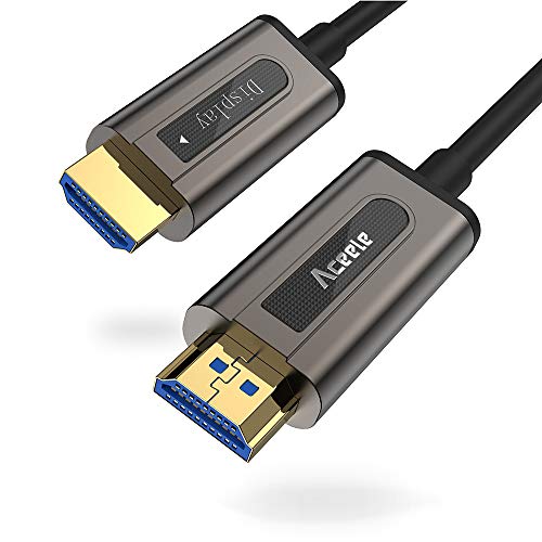Câble Fibre Optique Aceele HDMI, Fibre Optique 16FT / 5M 4K @ 60Hz 4: 4: 4 Prise en Charge du câble HDMI HDMI V2.0 Haute Vitesse 18 Gbit/s pour Le boîtier TV Roku,la PS4 et Le commutateur Nintendo Cover