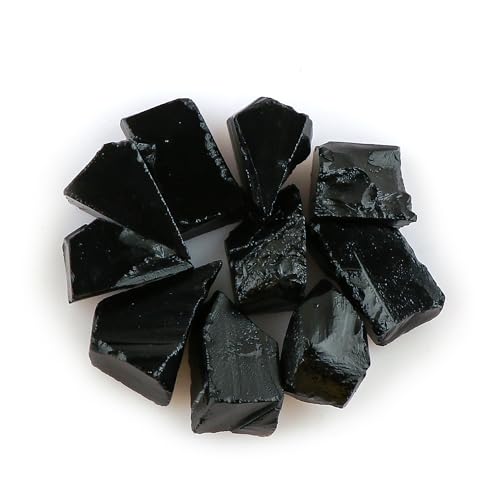 CRYSTALINES 10pcs Wholesale Natural Raw Black Onyx Gemstones, DIY Jewelry Making, AAA Grade Bulk Loose Supplies, Chakra & Reiki Healing Crystals, Rough Stones, Gem Collection