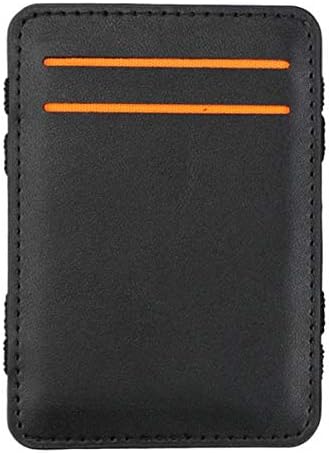 Qwent Billetera de viaje para mujer con clip de cuero billetera plegable billetera mágica para dinero monedero neutro mini cartera para ataúd negro