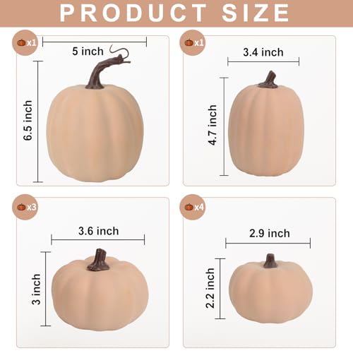 Image of Ghrdopy 9PCS Fall Pumpkin Decor - Plastic Artificial Fake Pumpkins Used for Home Party Outdoor Decor and Thanksgiving Decorations