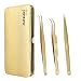 3Pcs Eyelash Extension Russian Volume Tweezers Set (Golden Titanium Coated.)
