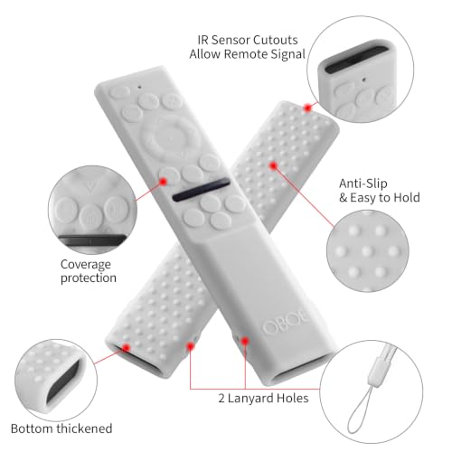 Image of Oboe Silicone Tv Remote Cover Compatible with Samsung Smart Tv Remote 2026 Model BN59-01498A Key Cover Case with Lanyard (B-White) REMOT E NOT Included