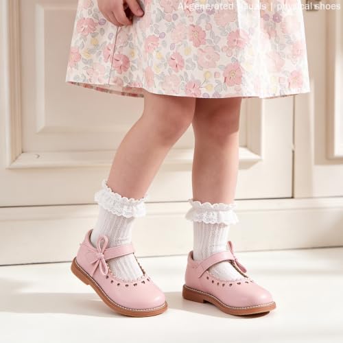 Image of GINFIVE Toddler Girls Mary Jane School Oxford Dress Flat Shoes for Wedding | Wide toe box, Hook and Loop, School Uniform Shoes for Party, Formal, Daily Wear
