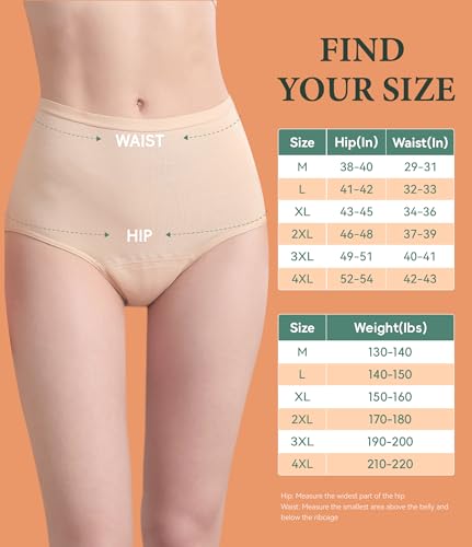 Image of Womens Washable Incontinence Underwear Bladder Leak Proof Odor Control Briefs 56 ml Absorbency Panties 3 Pack (3 Skin, M)