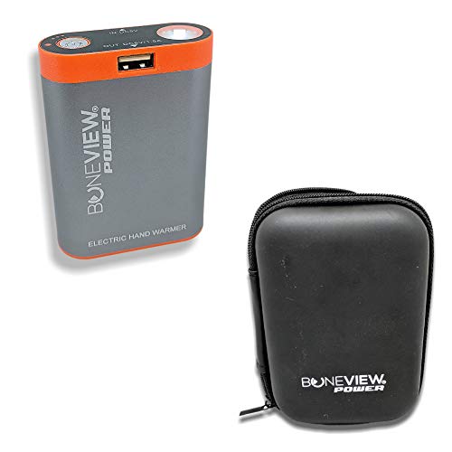 BoneView Hand Warmer Phone Charger - HotPocket Lithium Ion Battery Pack, 115 Degree Heat for up to 8 Hours, Charge Phones, Flashlight, Rechargeable 9900mAh Portable Power Bank, Bonus Case Bundle