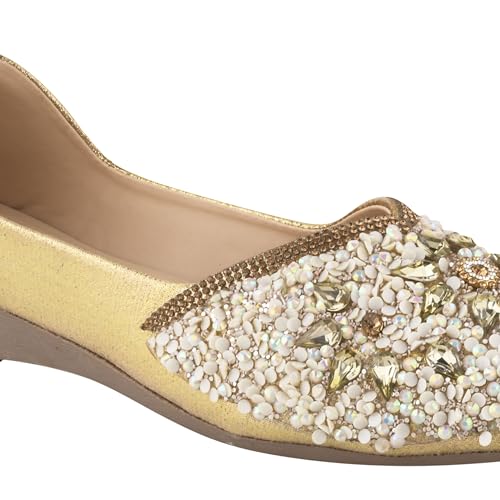 Image of SilverArrow Alluring Emboidery with Stone Jutti Comfortable Flat Fancy Bellies for Womens and Girls