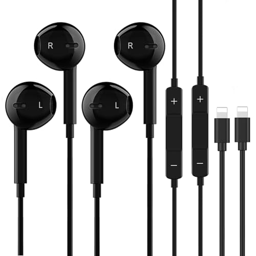 2Pack Headphones for iPhone Earbuds Wired Earphones with Built-in Microphone & Volume Control, Compatible with iPhone 14/13/12/11 Pro Max/Xs Max/XR/X/7/8 Plus