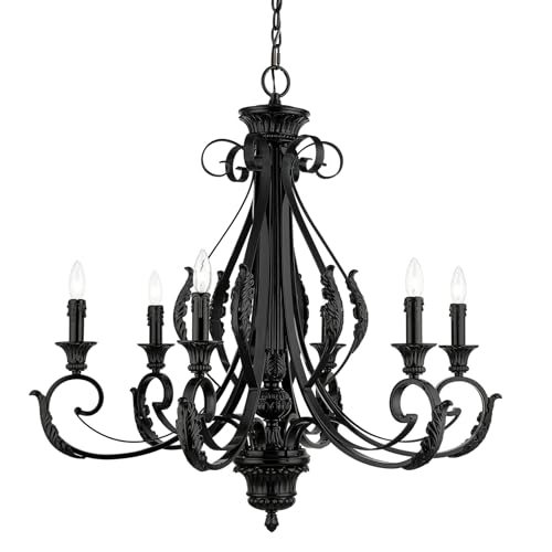 Livex Lighting 49066-68 Valencia 6-Light Chandelier, Black by Livex - Used condition - US$1910.18