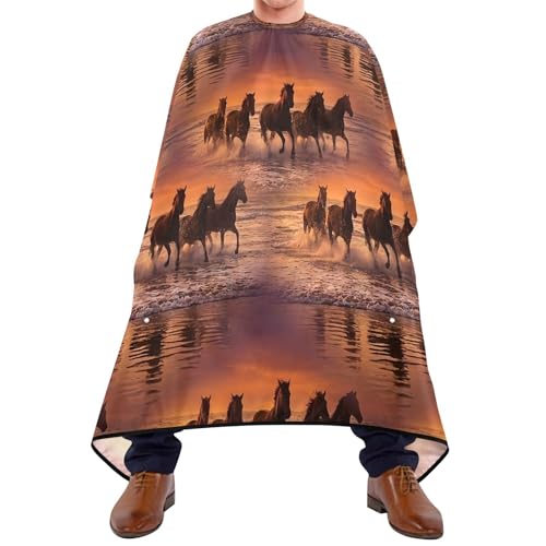 Capa de barbería impermeable Kigai Horses Sunset para hombre miniatura 1