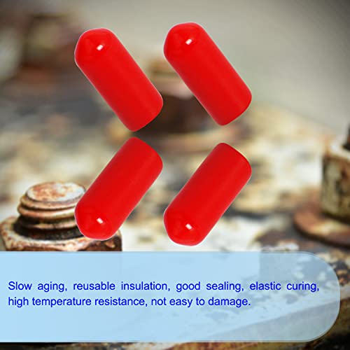 Image of Rubber Round End Cap Cover 3 /10 Inch(7.5mm) Screw Thread Protectors PVC Flexible Tubing Pipe Protective Bolt Screw Thread Protector Safety Cover | for Pipe Post Tubing Rod Cover 50 Pcs (Red)