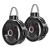 Odoland 2 Packs 10000mAh Camping Rechargeable Fan with Hanging Hook Carabiner, Portable Battery Operated Tent Fan, Quiet Strong Airflow, Outdoor USB Desk Fan for Picnic Travel Barbecue Fishing