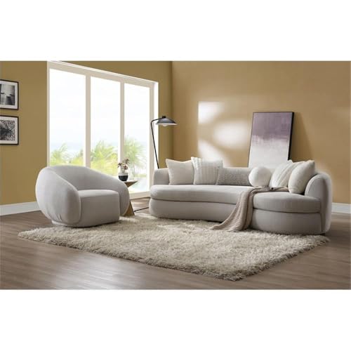 Sillón giratorio contemporáneo tela boucle beige miniatura 7