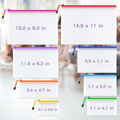 Image of Umriox Mesh Zipper Pouch, 8 Assorted Size (8 Colors, 36 Packs), Zipper Bags, Storage Bags for Craft Projects Office Cosmetics Travel