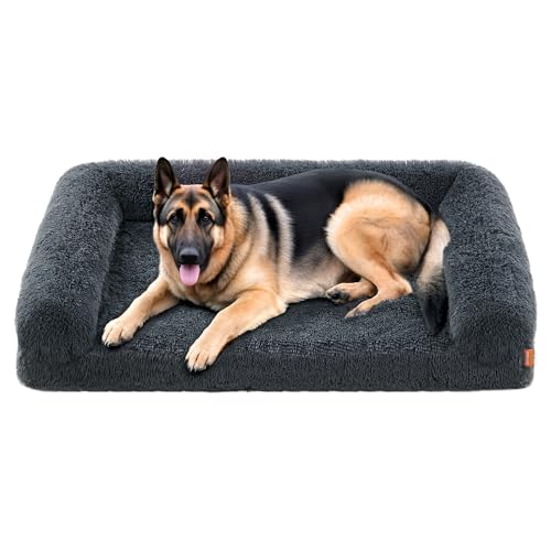 Feandrea FluffyHug Hundebett, Hundekissen Größe XXL, Hundematte für große Hunde, Hundesofa Noppenschaumstoff, Bezug abnehmbar und waschbar, 122 x 85 x 16 cm, dunkelgrau PGW234G02V1
