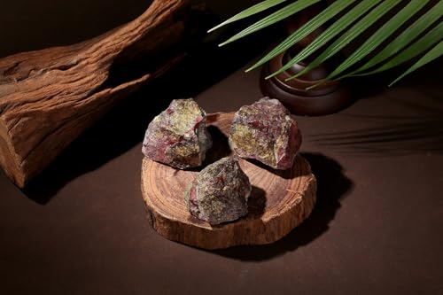 Image of 2Pcs Dragonblood Stone 1.8-2.2 inch Large Raw Crystals and Healing Stones Crystal Rough Rocks for Cabbing Decoration Polishing Tumbling Wrapping DIY Wicca Reiki Wire Gifts Natural Rock