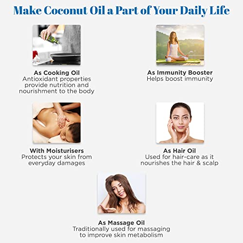 Image of Dabur Anmol Gold 100% Pure Coconut Oil - 550ml | Natural | Nariyal Tel | Handpicked Sundried Coconuts | Multipurpose Oil (Pack of 3)