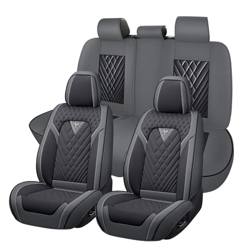 Image of Car Seat Cover Fit 98% of MINI 2000-2025,Premium Nappa Leather Breathable Waterproof Sports Seat Cover,Easy to Install Automotive Seat Covers Full Set(Gray & Black)