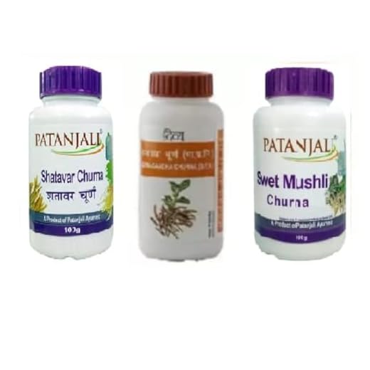 PATANJALI COMBO OF SHATAVAR, SWET MUSHLI AND ASHWAGANDHA CHURNA (100 g EACH)
