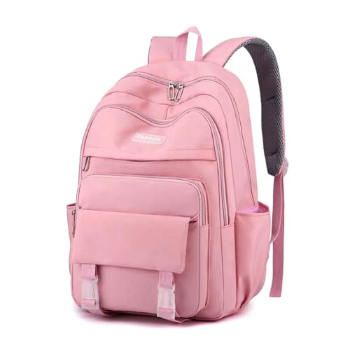 Mochila Bolsa Impermeável Jovem Escolar Elegante Academia Faculdade Viagem Trabalho Treino Unissex Leve Casual Fashion Linda (Rosa)