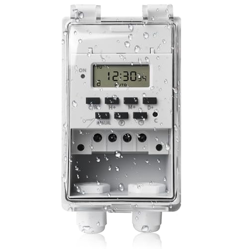 Programmierbarer Zeitrelaisschalter, 220 V 10A Digitale Zeitschaltuhr, intelligenter Zeitschaltuhr, Digitaler LCD-Timer mit wasserdichter transparenter Abdeckung, Wandmontage Timer
