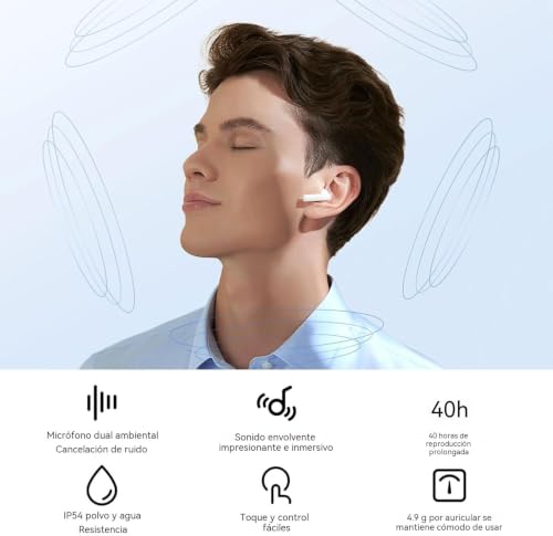 Image of HONOR Choice Earbuds X7i Bluetooth Headphones 40 Hours Duration, 45dB Noise Cancellation Lightweight Wireless Headphones, IP54 Water and Dust Resistant, White
