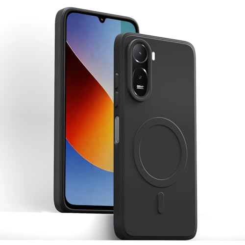 Image of Pikkme Back Cover for Redmi A7 Pro /Poco C85x 5G Soft Matte Silicone Mag-Safe Design (Mag-Safe Not Support) Camera Protection | Slim Fit Bumper Cover (Black)