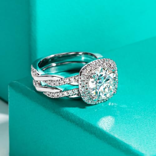 AnuClub Princess/Round Cut Moissanite Wedding Rings Sets Infinity Bridal Set D Color VVS1 925 Sterling Silver Twisted Vine Engagement Promise Anniversary Ring for Women With Certificate4