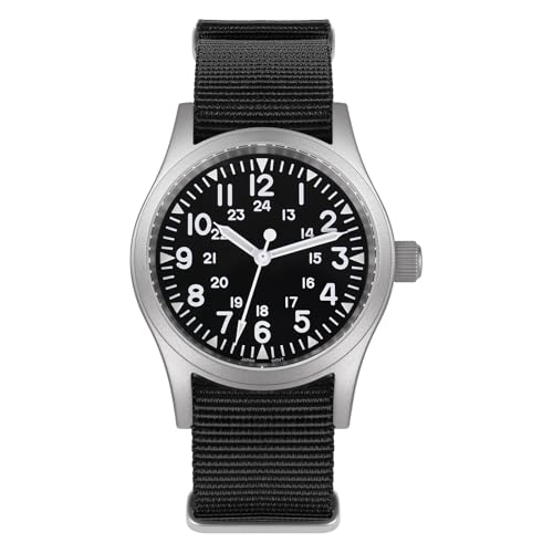 Image of Militado ML05 38mm VH31 Quartz Watch - Domed Sapphire Crystal Field Watch C3 Super Luminous Retro Sweep Wrist Watch for Men 100M Waterproof