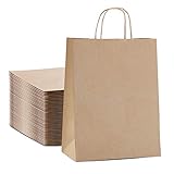 Brown Kraft Paper Bags 10'x5'x13', Mesha 100 Pcs Large Size Gift Bags with Handles, Paper Shopping...