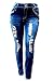 E-LINE WOMENS PLUS SIZE BLUE Denim Stretch JEAN Skinny Ripped Distressed Pants
