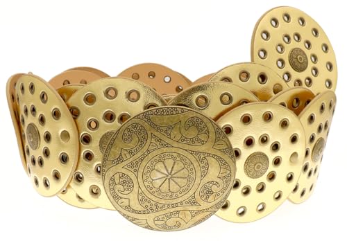 Hollow Wide Disc Belt for Women Concho Leather Metal Buckle Boho Belt Cowgirl Vintage Western Chunky Waist Belts3