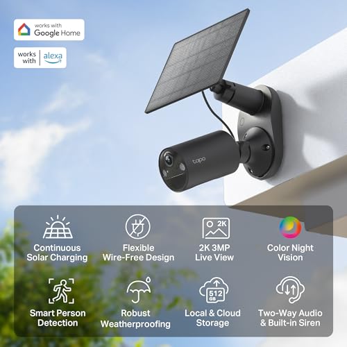 Tapo C411 Wifi-cameraset voor buiten, werkt op zonne-energie, 2K 3 MP, batterij 6400 mAh tot 180 dagen na één keer opladen, nachtzicht in kleur, alarm met bewegingsdetectie, IP65 - Afbeelding 3