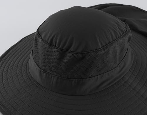 Image of Home Prefer Outdoor UPF50+ Mesh Sun Hat Wide Brim Fishing Hat with Neck Flap