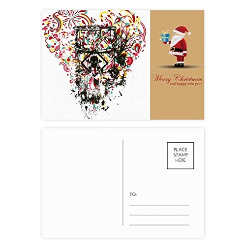 Cartes postales graffiti motif Père Noël et cœur street art pour correspondance de Noël