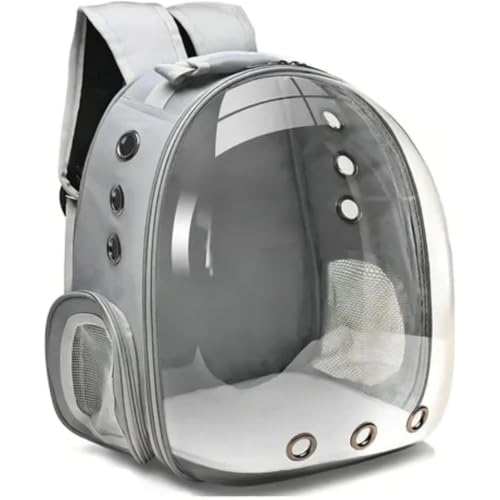 Mochila De Transporte Para Pets Cachorros E Gatos Com Ventilação Transparente E Visão Panorâmica Bolsa Astronauta Passeio Animal De Estimação Portátil (Cinza)