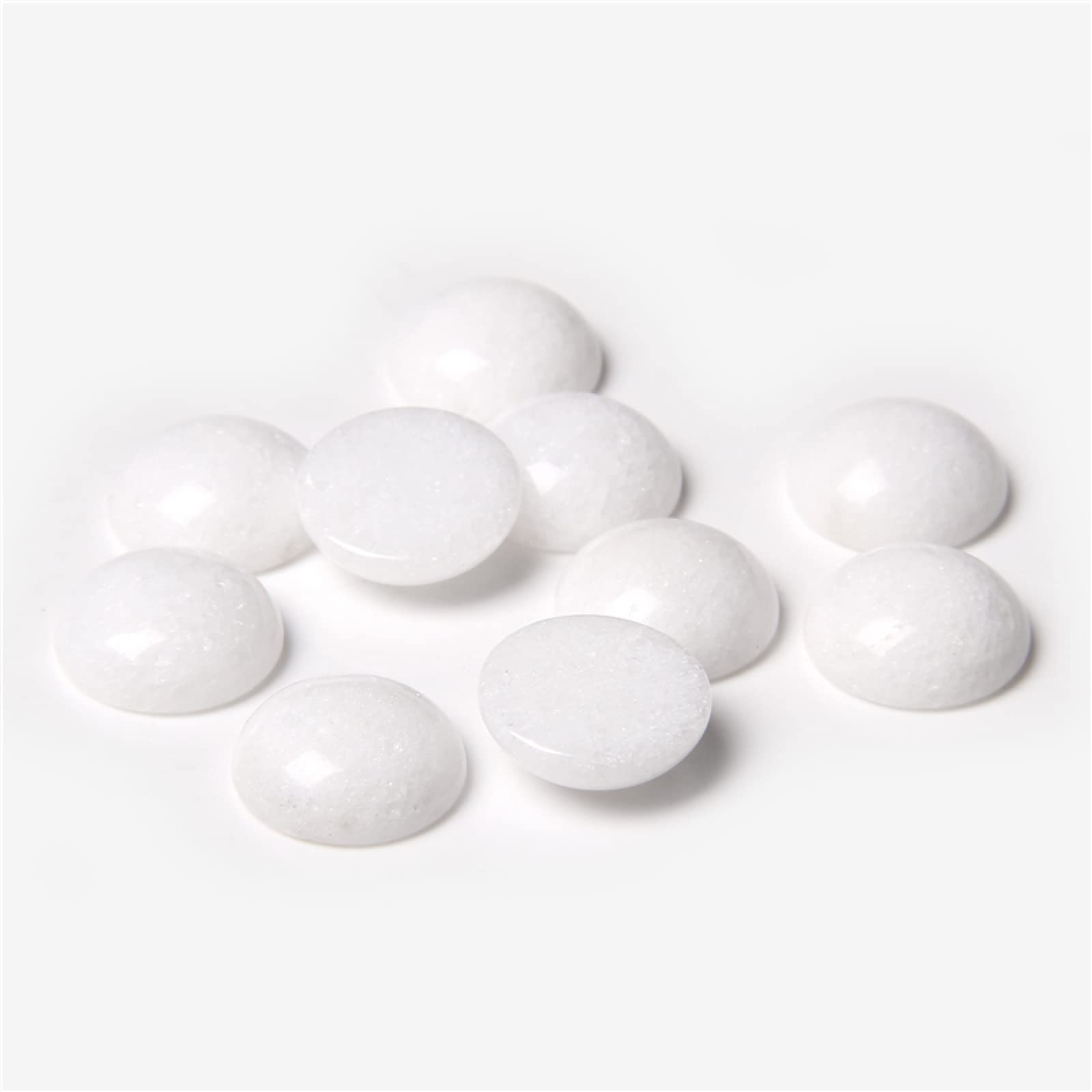 Cabochon pierre naturelle jade blanc 8mm pour fabrication de bijoux DIY