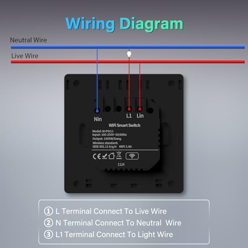 BSEED Zigbee Lichtschalter, Smart Lichtschalter 1 Fach 1 Weg arbeitet mit Amazon Alexa/Google Home/Tuya/Smart Life, Wei&szlig; (Erforderlich NeutralDraht & Zigbee-Gateway)