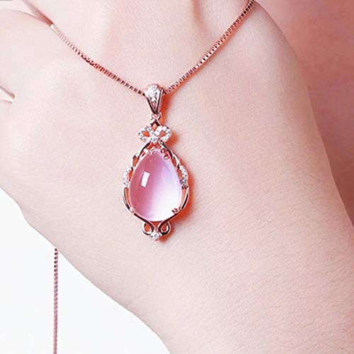 Collier en argent 925 rose fée cristal pendentif chic - 5