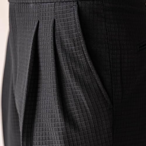 Xiaojmake Mens Waffle Knit Dress Pants Pleat Front Straight Leg Business Slacks Casual Work Suit Trousers with Pockets3
