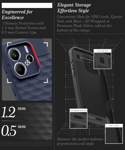 Image of WOW IMAGINE Back Cover for Redmi Note 14 SE 5G | Redmi Note 14 5G with Hexa Cube Design | Ultra Slim Soft | Inner Velvet Fabric | Matte Silicone Flexible Mobile Case | Camera Protection - Blue